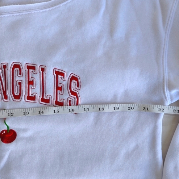 Faded Rose Los Angeles & Cherry Graphic Off-shoulder Long Sleeve Sweatshirt sz M - Picture 6 of 8